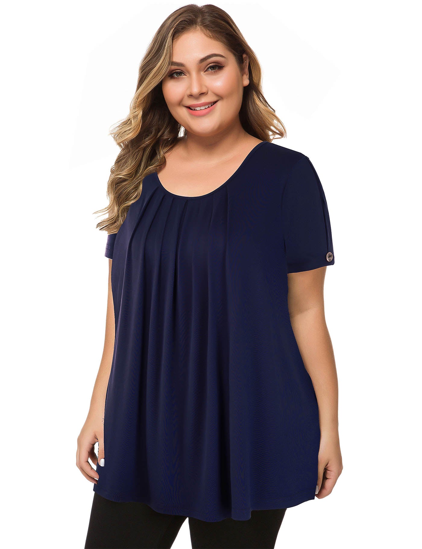  Women Casual Tops Big and Tall Plus Size Hide Belly Shirts  Short Sleeve Tunic Tops Blouse Flowy A-Blue : Clothing, Shoes & Jewelry