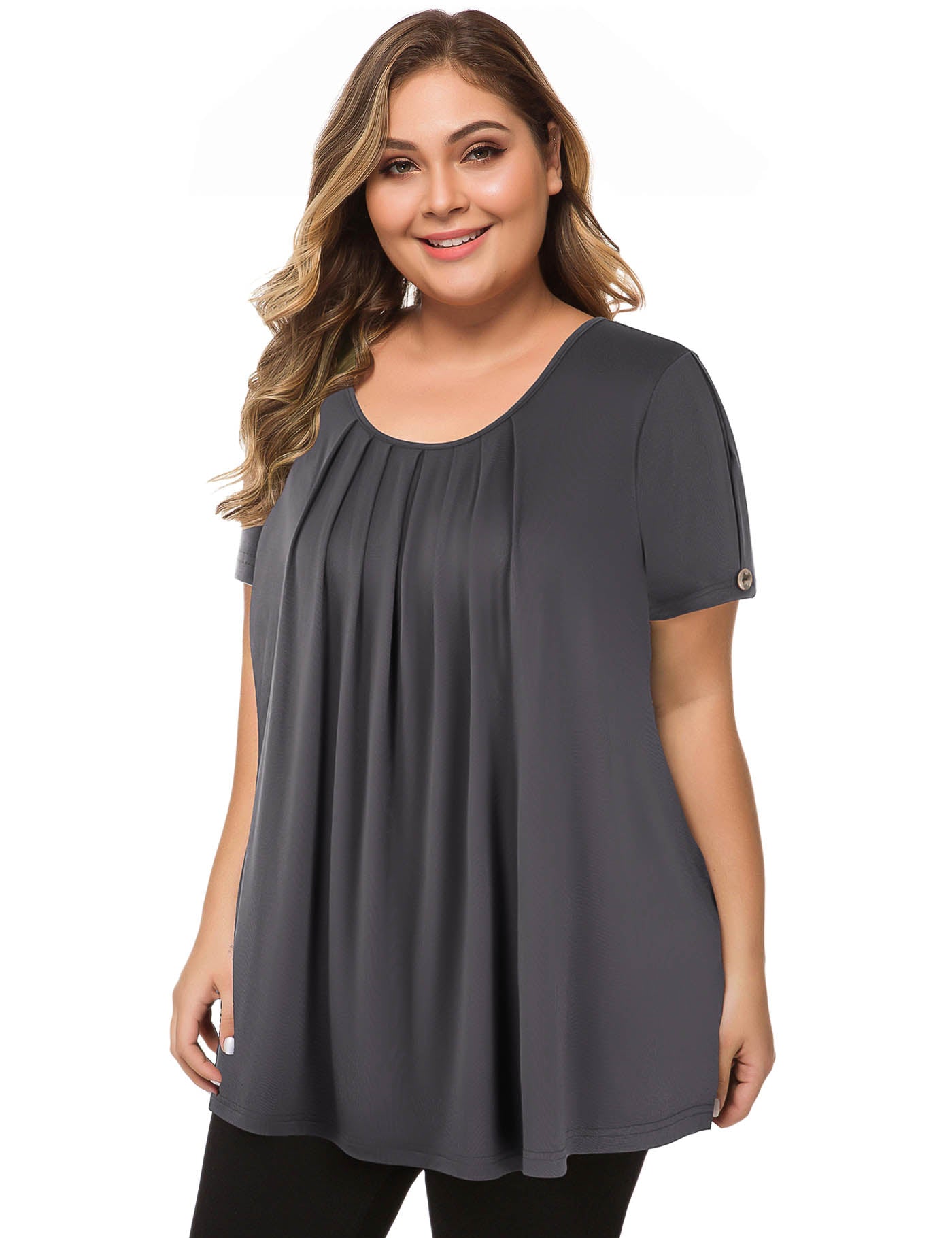 Plus Size Top For Women Casual Short Sleeve Shirt